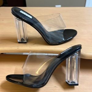 Revol Mule Sandals Black Clear Acrylic 10